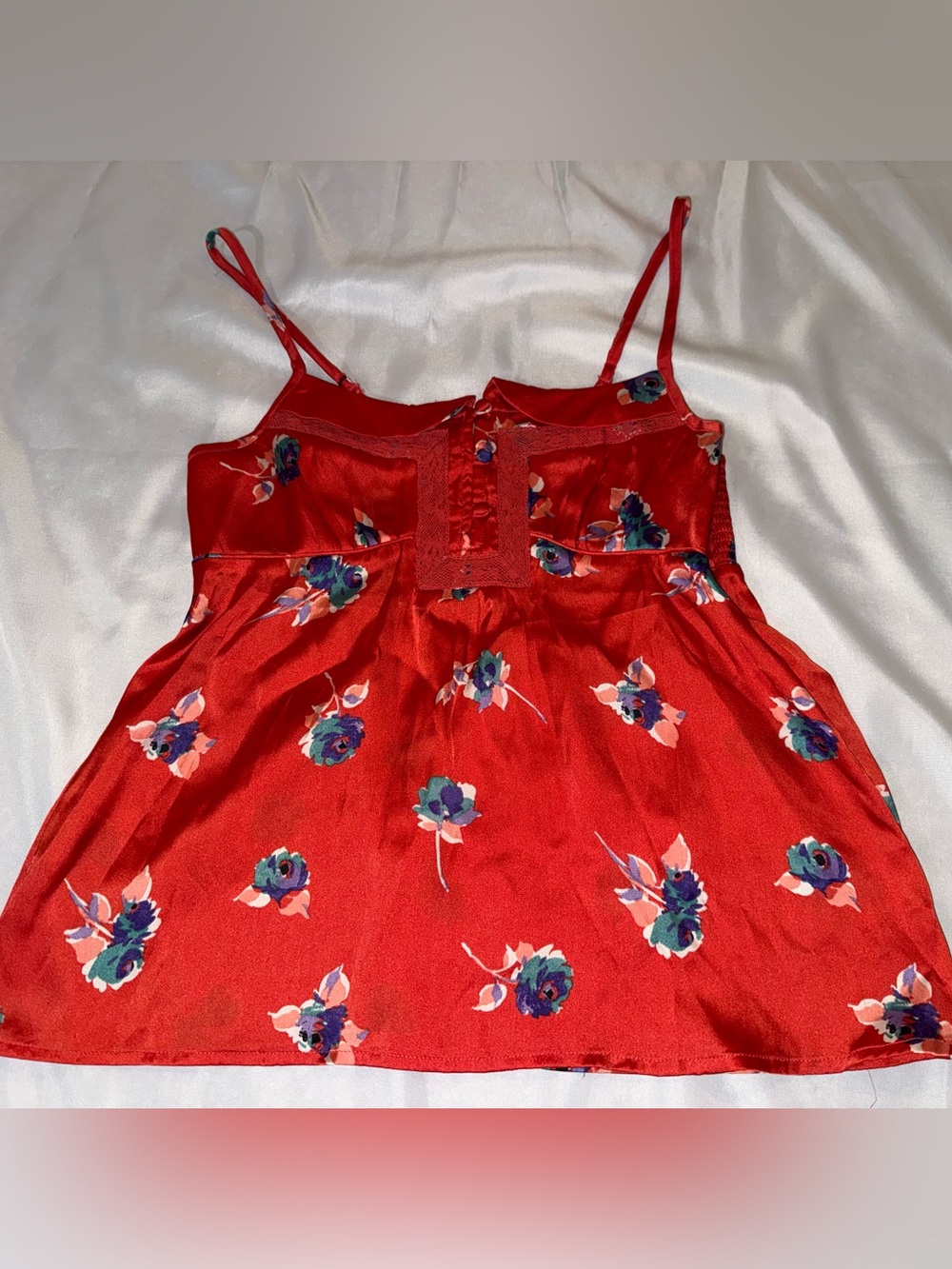American Eagle Outfitters Red Floral Satin Cami XS